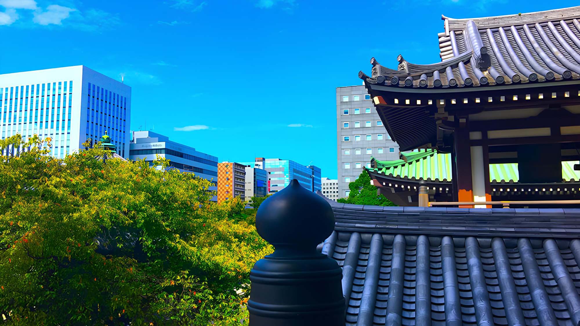 初夏の福岡・東長寺「東長寺から街を眺める、当ホテルから徒歩５分