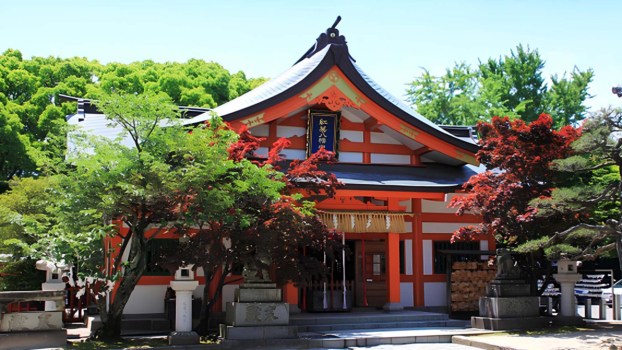 福岡市の紅葉した紅葉八幡宮