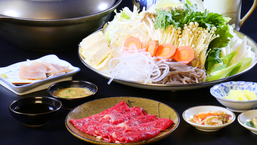 【特選但馬牛・二食付き】選べるすき焼きorしゃぶしゃぶ【松コース】