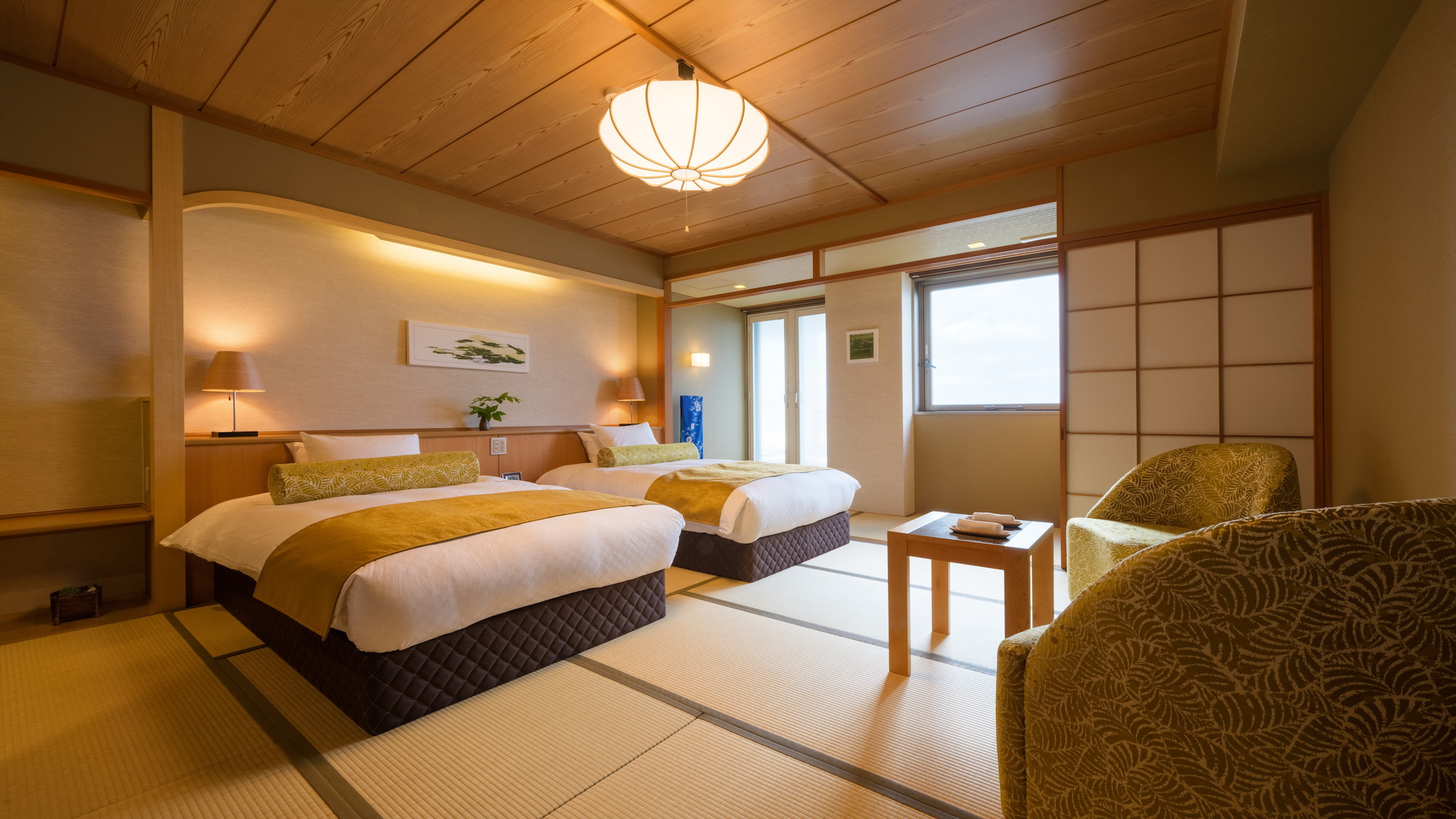 日本海を一望できる「海側和室ツインベッド」