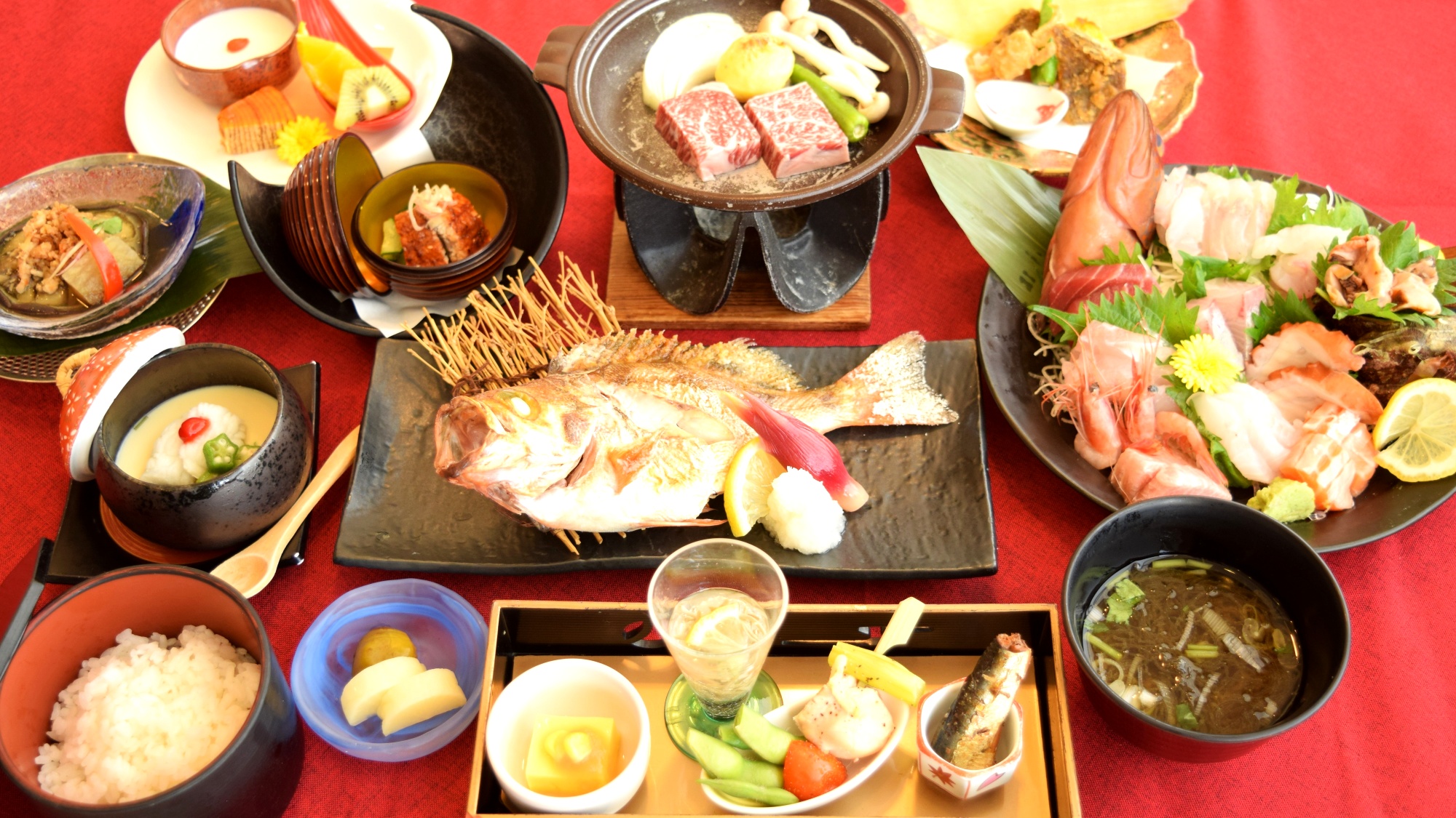 *夕食|夏の献立一例（選魚会席）/自分で選ぶ選魚会席♪新鮮な海の幸をお楽しみ下さい