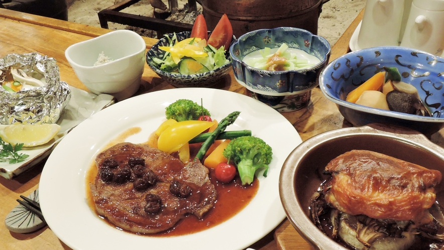 *【夕食一例】会津の郷土料理や炉端料理（和定食）をお楽しみ下さい。