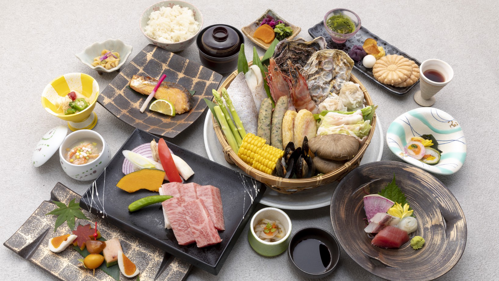 地獄蒸しとおおいた和牛ステーキ