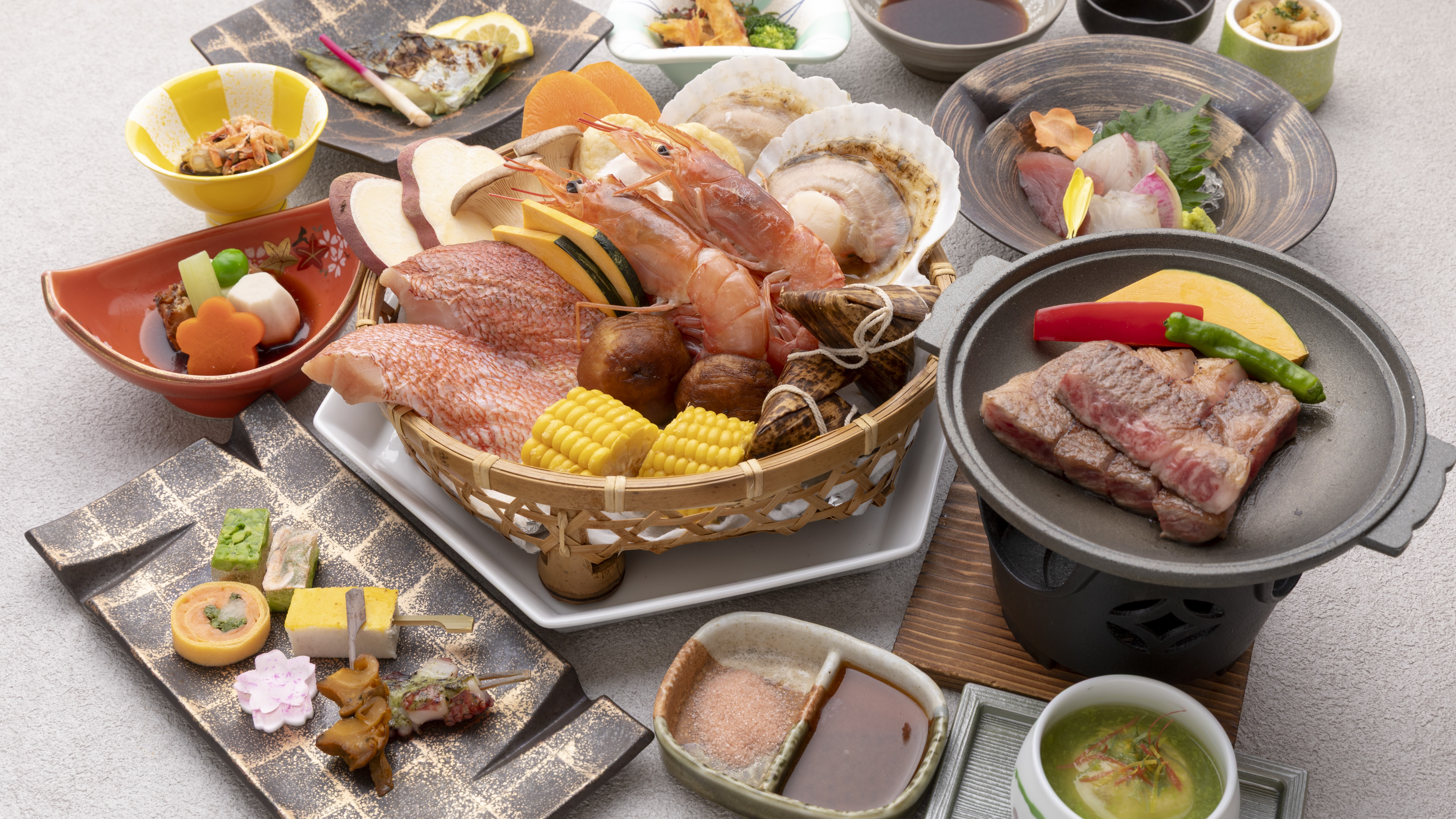 地獄蒸し＆おおいた和牛ステーキ会席