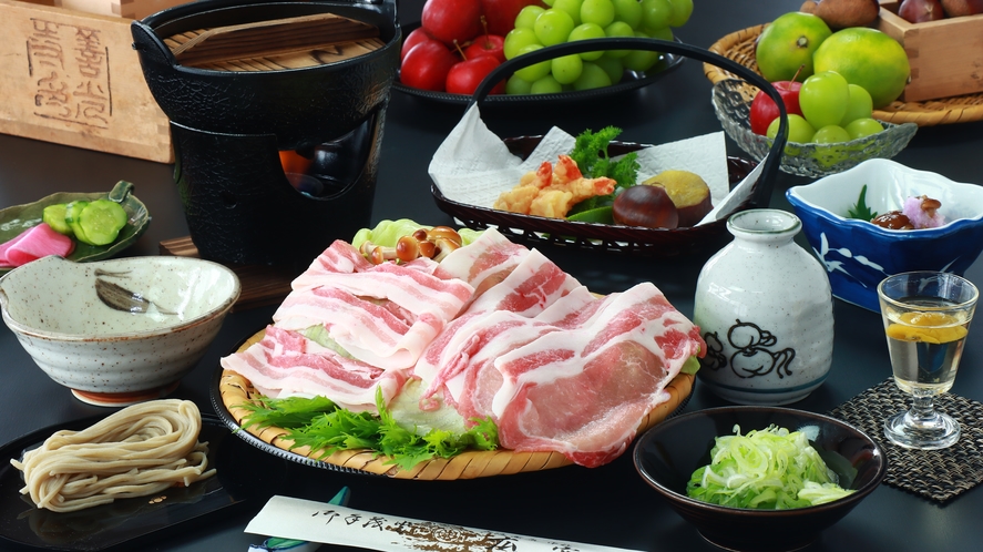 信州産ブランド豚肉SPF豚の蕎麦茶で湯くぐり二食付きプラン