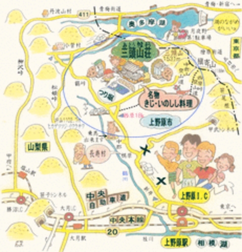 西原路・上野原市地図