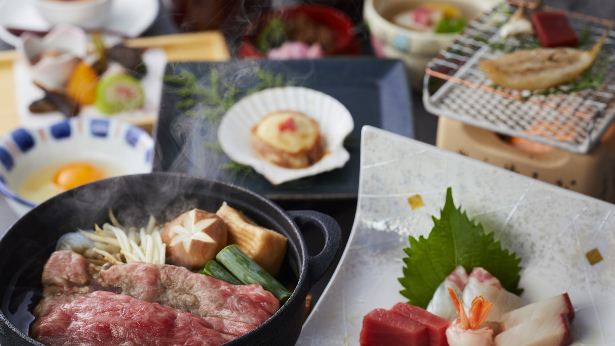 ＜早期割28＞【土地の恵み会席】選べるメイン・近江牛すき焼き又は近江牛しゃぶしゃぶ