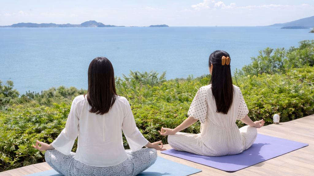 瀬戸内とひとつになる時間。ヨガマット貸出（客室・テラスでご利用可／数量限定）