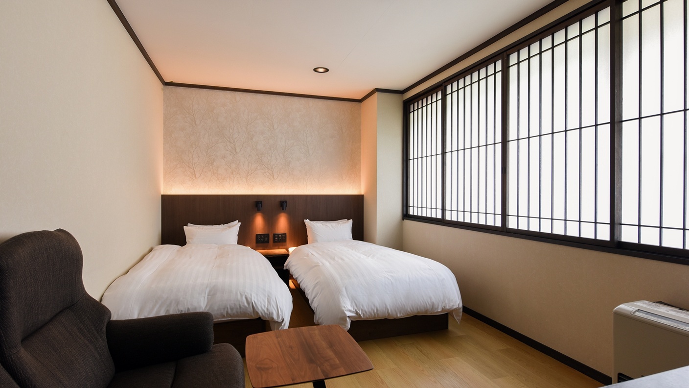 *【洋室ツイン】段差のないお部屋ですので、足腰が不安な方でも快適にお過ごし頂けます。