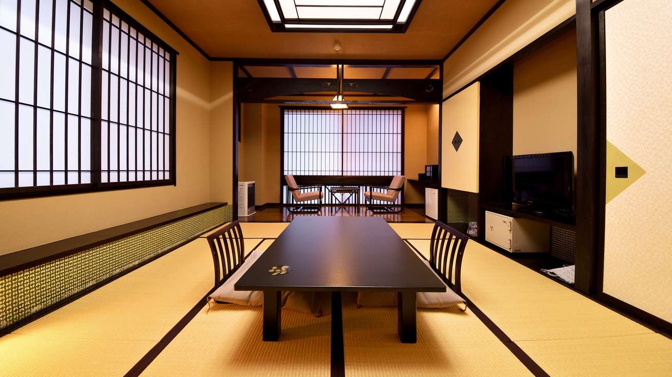 *【和室10畳】広縁にはテーブルまたは掘りごたつがあります。