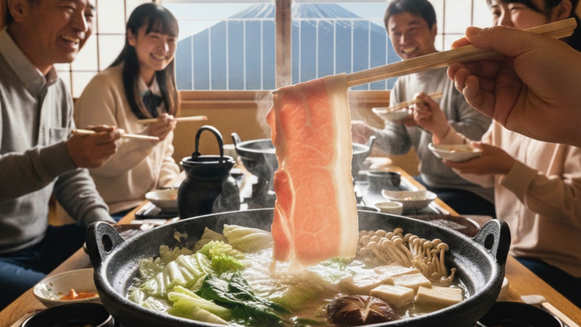 ご当地グルメ：薩摩黒豚しゃぶしゃぶ　ホテル近くのお店でもお召し上がりいただけます※画像はイメージです