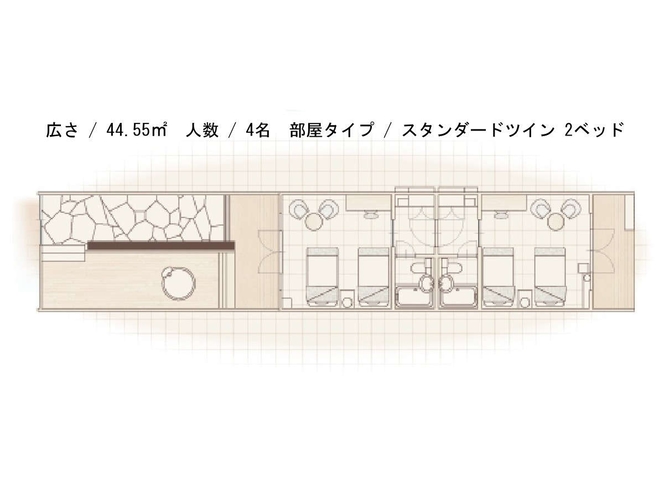 【火水風別館】スタンダードツインルーム平面図