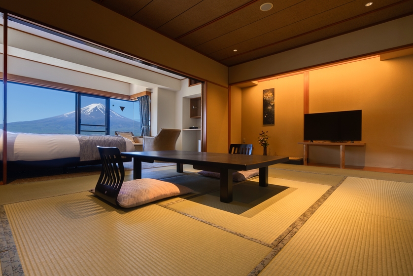 ※【和洋室】富士山view　夕食：お部屋or個室食　朝食：レストラン（和室12畳+ツインベッド）