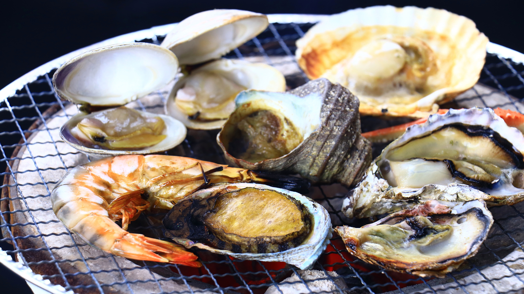 【夕食】グレードアップ（炭火貝焼き付き）