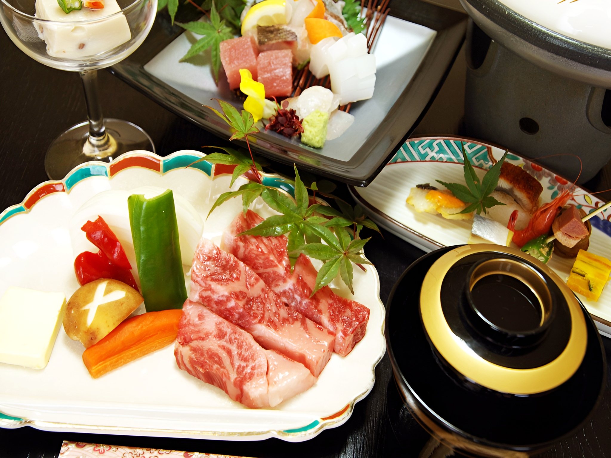 鹿児島黒牛調理一例。