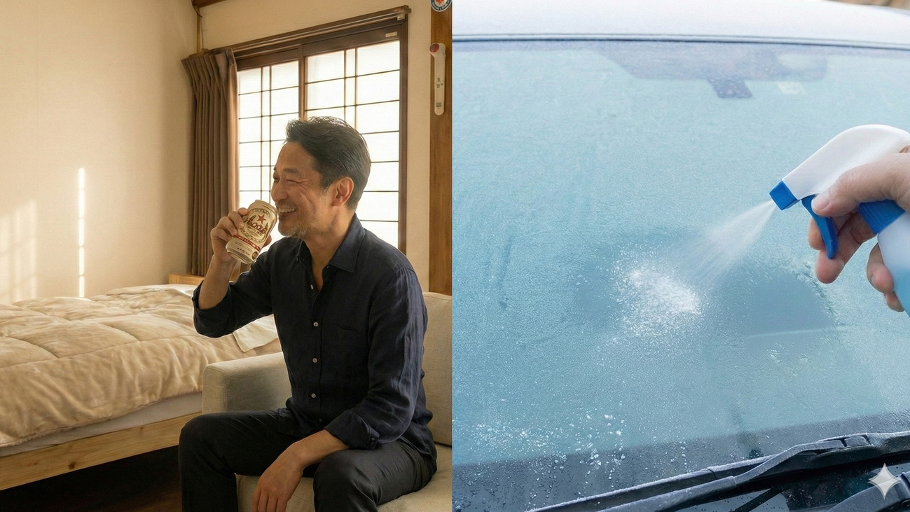 【冬季限定】昭和の晩酌と朝の安心を。サッポロ「赤星」瓶ビール＆「解氷スプレー」付プラン