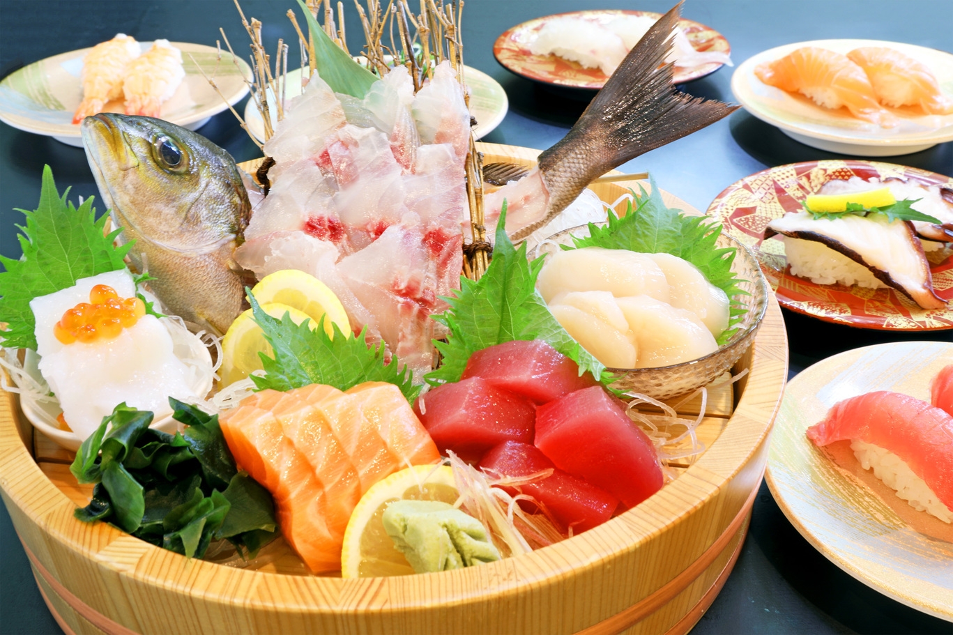 【夏休み期間限定☆1日5組様】海鮮寿司とれとれ市場お食事券＆桶盛プラン≪1泊夕食付≫