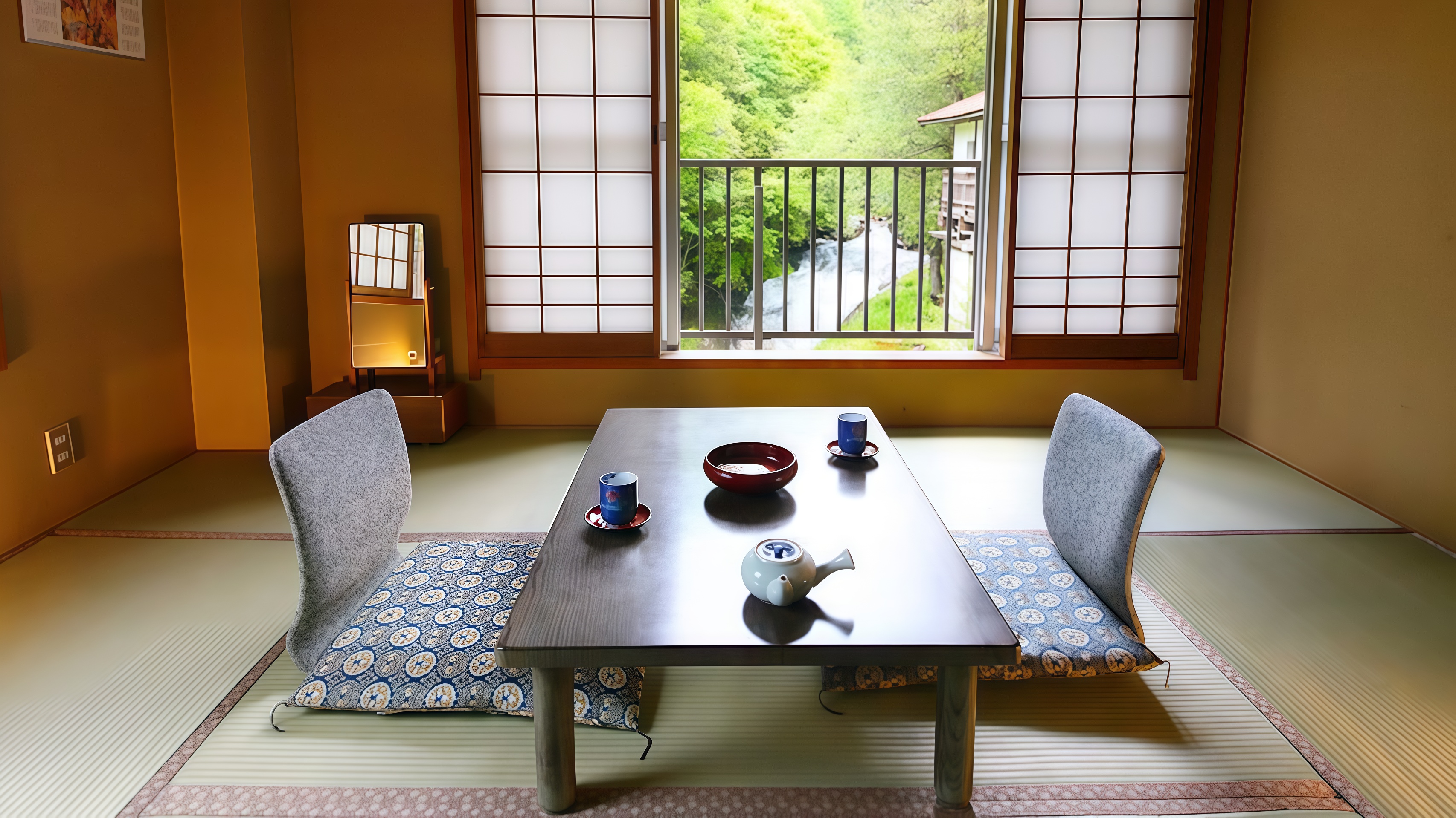 【客室】滝と渓流側の部屋