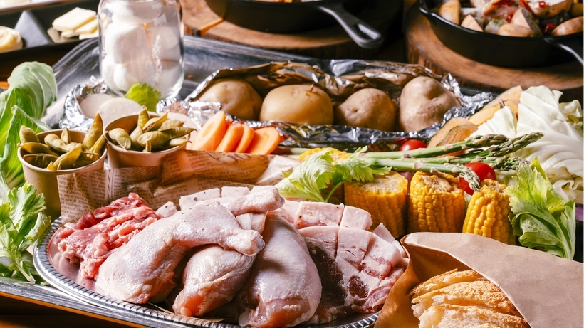 【温泉SALE】＜2食付／BBQ‐基本‐＞北海道が誇る3種の肉を食べ比べ♪