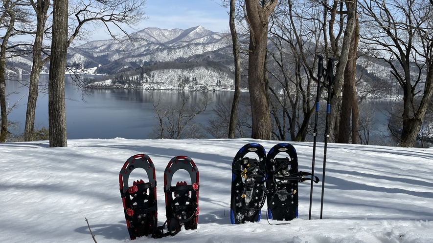 *周辺（野尻湖畔）/冬はスノーシューを履けばフカフカの雪の上も歩くことができます。