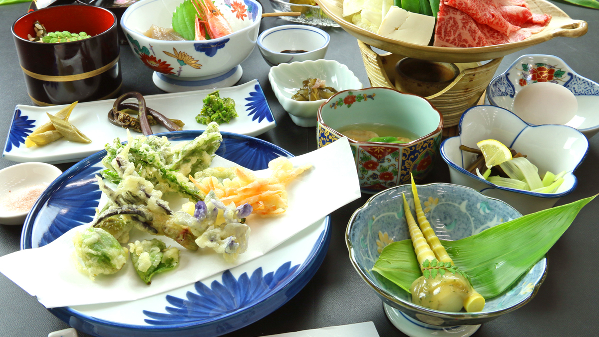 さかえの山菜会席♪春は高原の恵みで美味しい山菜がいっぱい♪