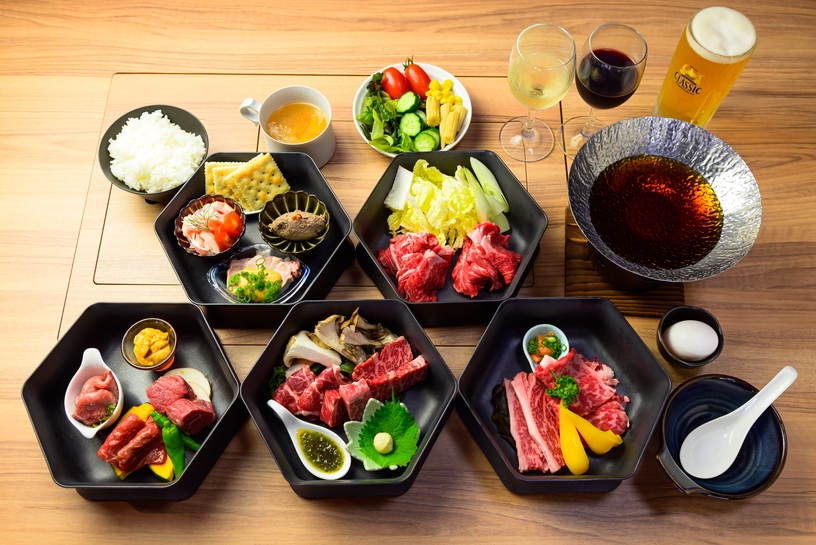 ＜スタンダードプラン＞１泊２食★地元ブランドしほろ牛焼肉５段膳＋ドリンク最大６時間飲み放題付★