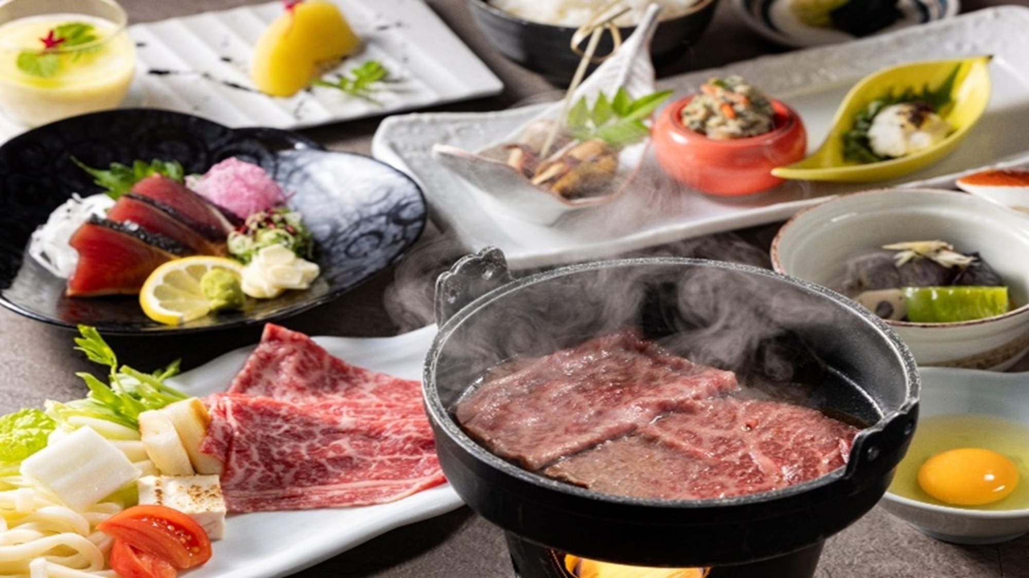 【かに食べ放題／土地の恵み会席】幻の四万十牛を贅沢に味わう牛鍋会席