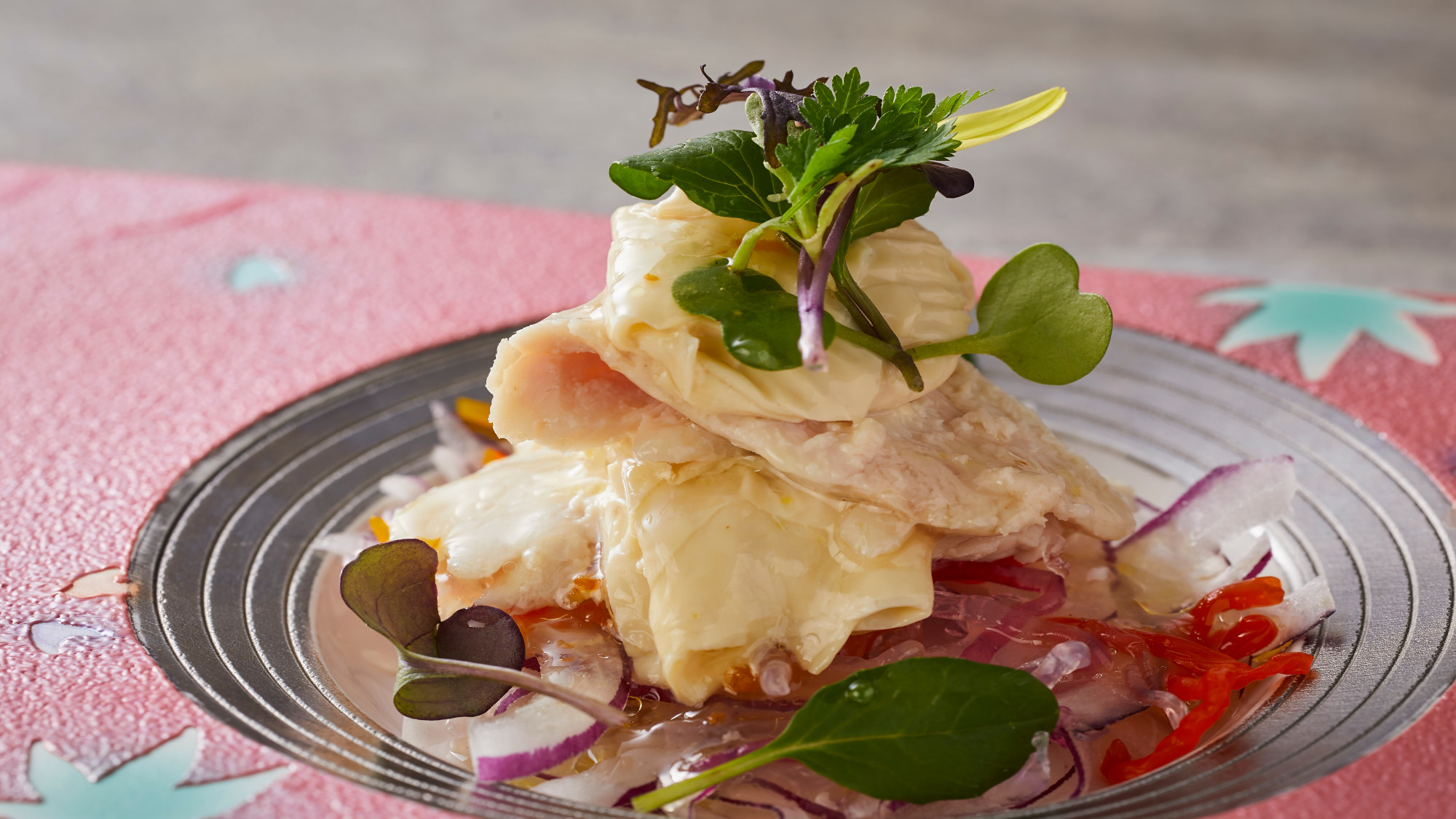 【極み会席】春(2026年3月～5月)酢物 大和肉鶏と湯葉のベリーヌレモンゼリー掛け