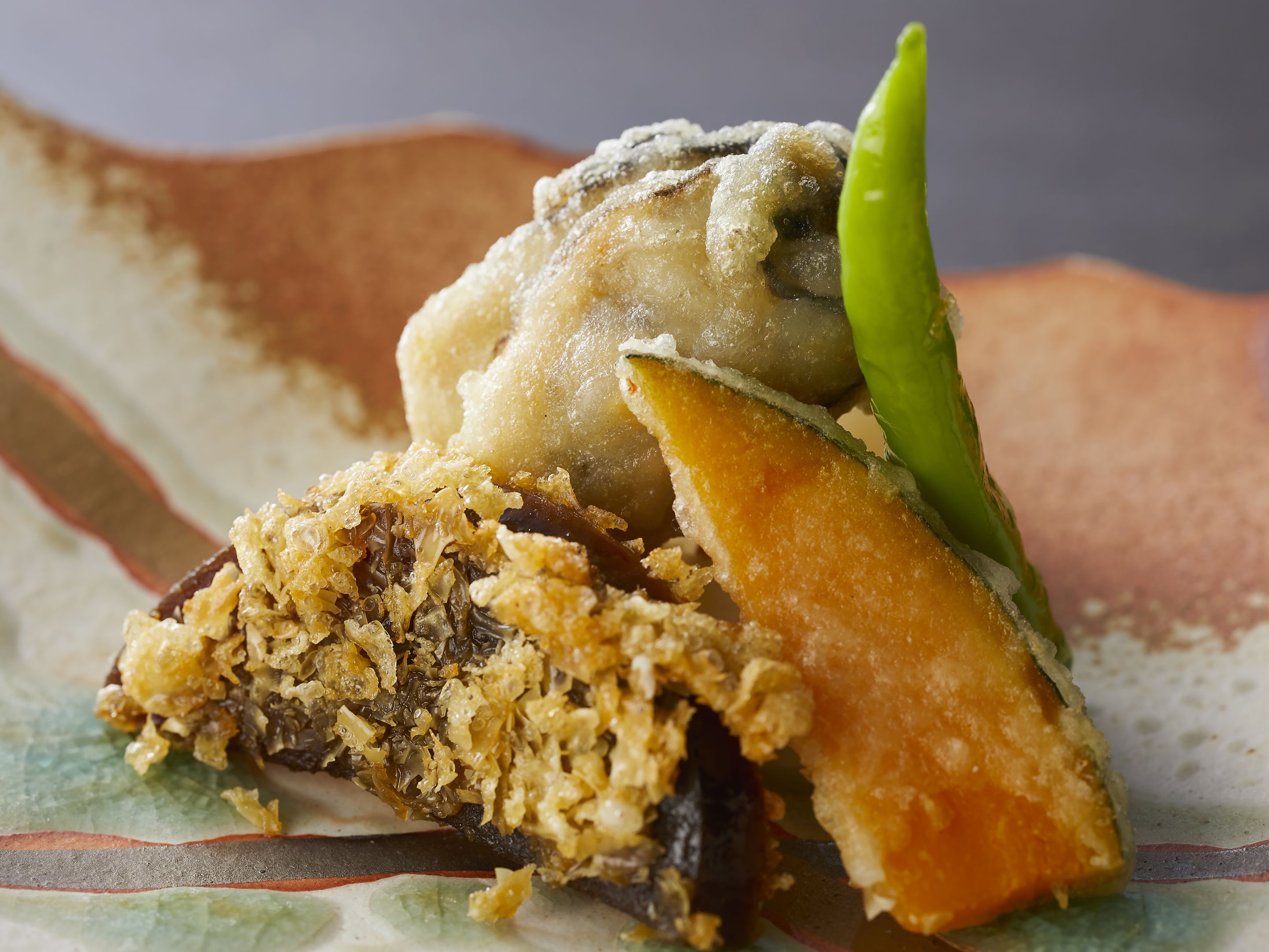 【極み/特別会席】冬(2025年12月～2026年2月) 油物 牡蠣と奈良漬の冬至揚げ