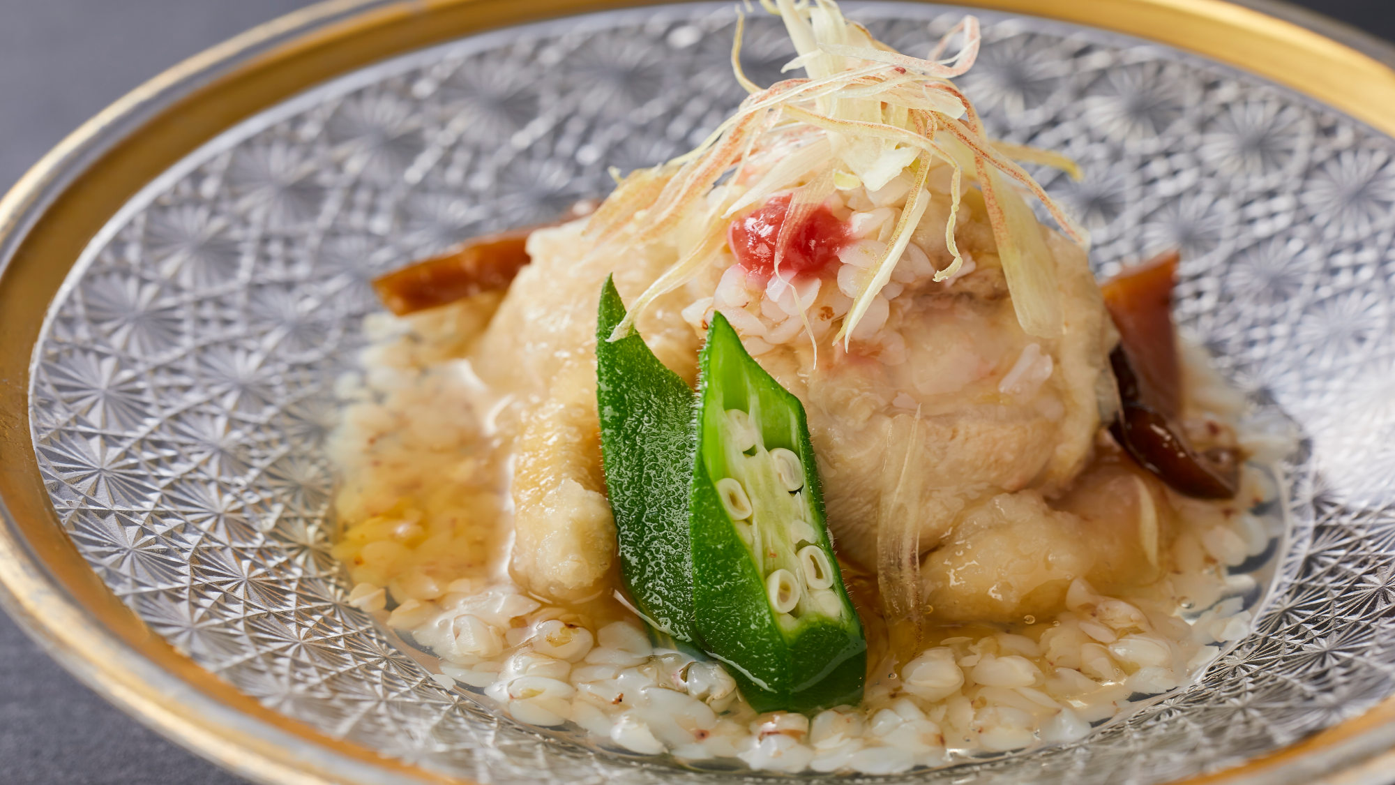 【季節の会席】夏(2026年6月～8月)冷鉢 大和肉鶏吉野煮　むき蕎麦仕立て