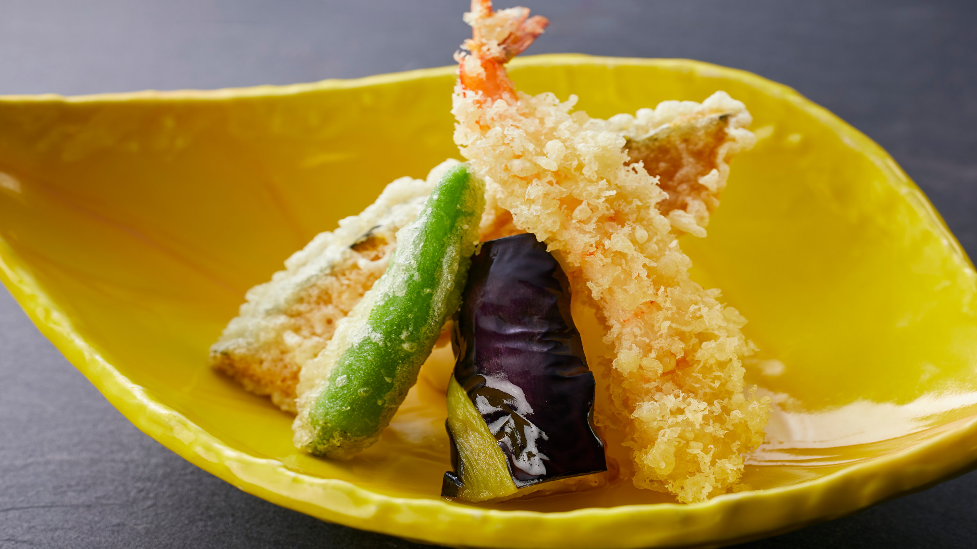 【季節の会席】夏(2026年6月～8月)油物 海老と丸茄子の天婦羅