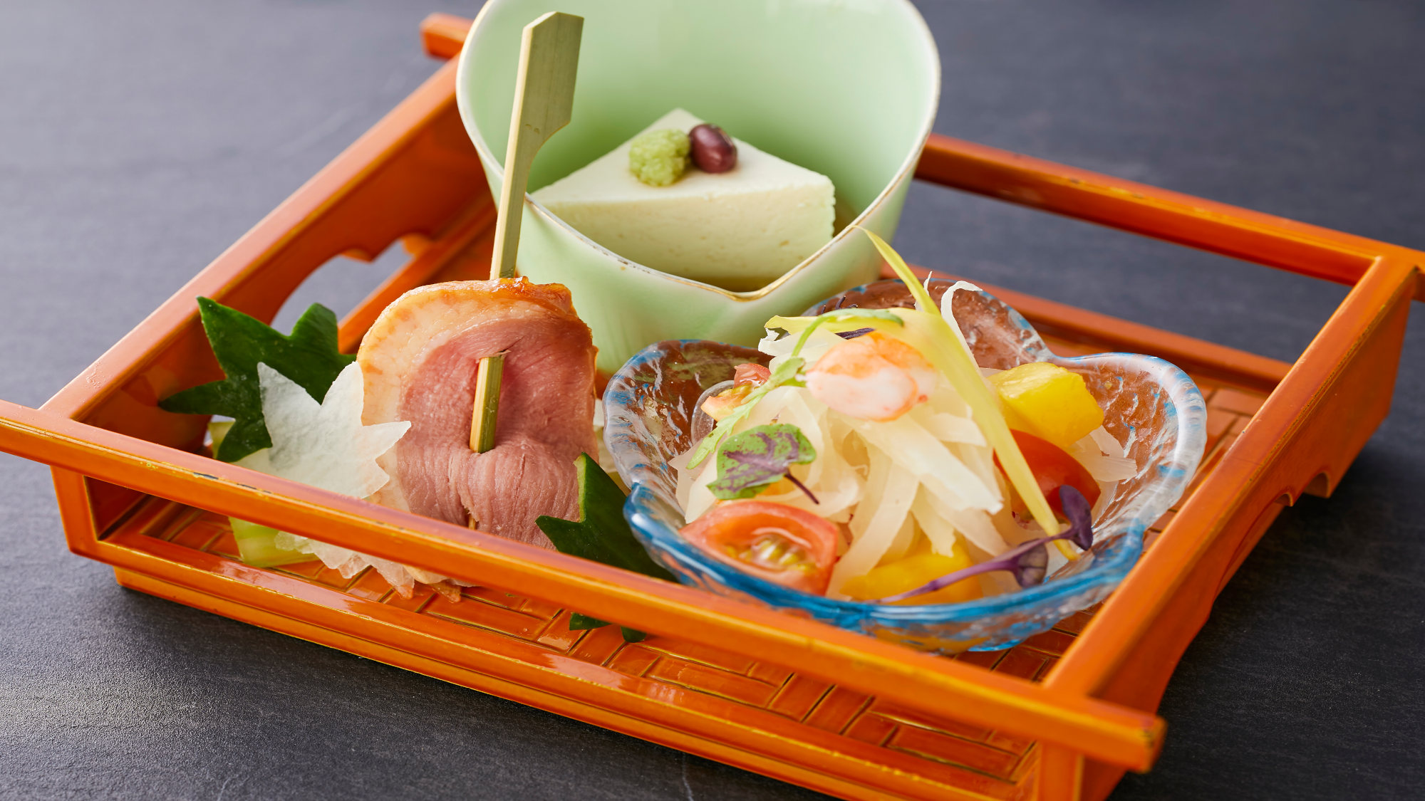 【季節の会席】夏(2026年6月～8月)前菜 季節の旬彩三種盛り