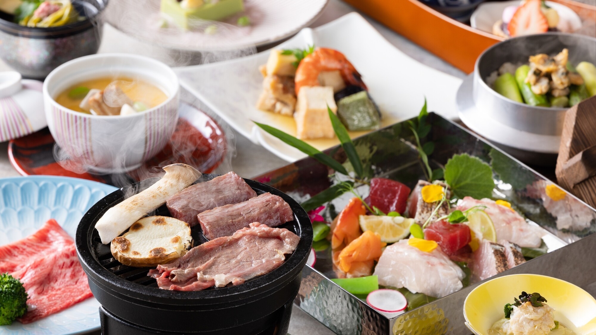 【期間/室数限定】夕食【土地の恵み会席（オリーブ牛鉄板焼付）】へアップグレードプラン