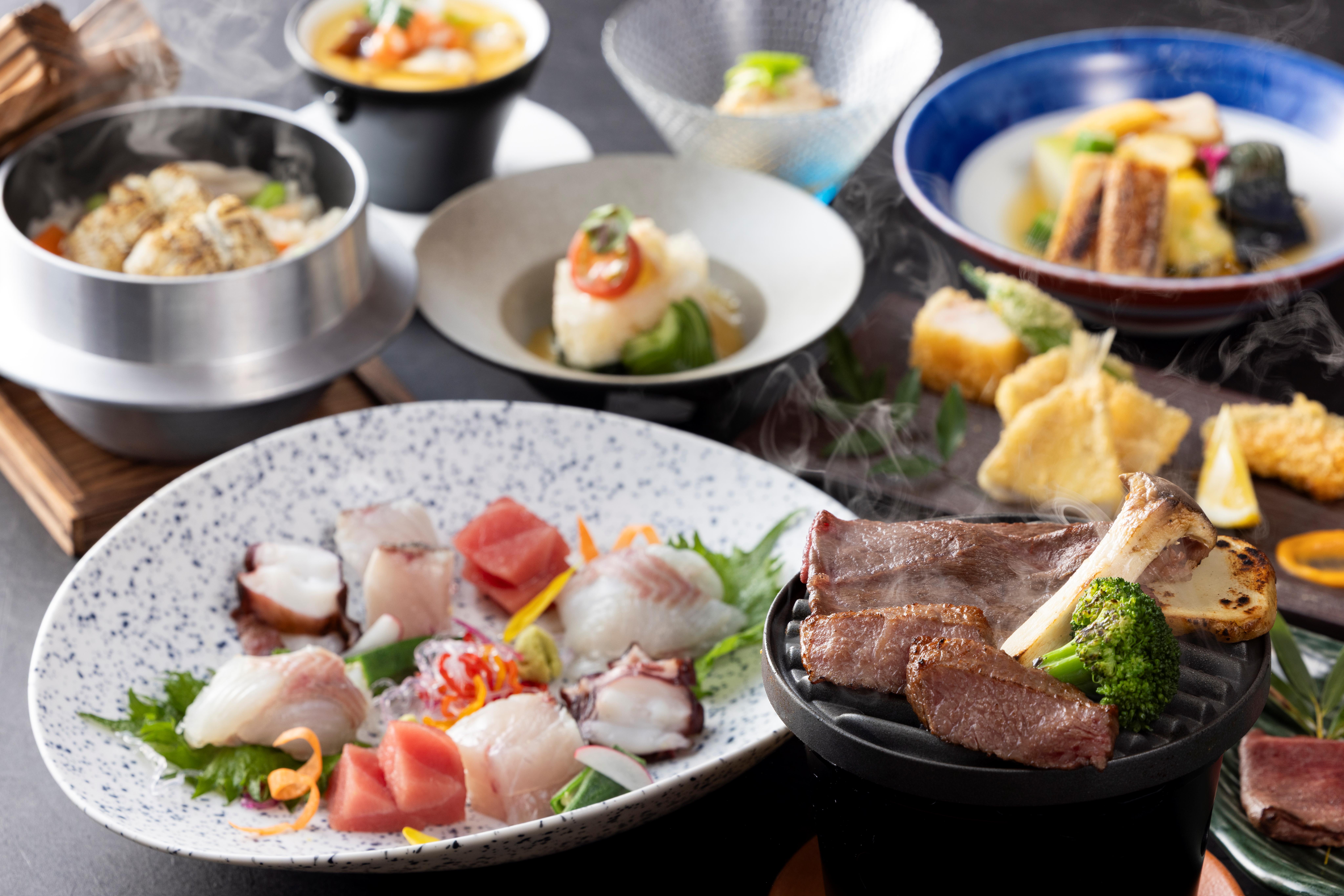 土地の恵み会席2026夏【全景】オリーブ牛イメージ写真
