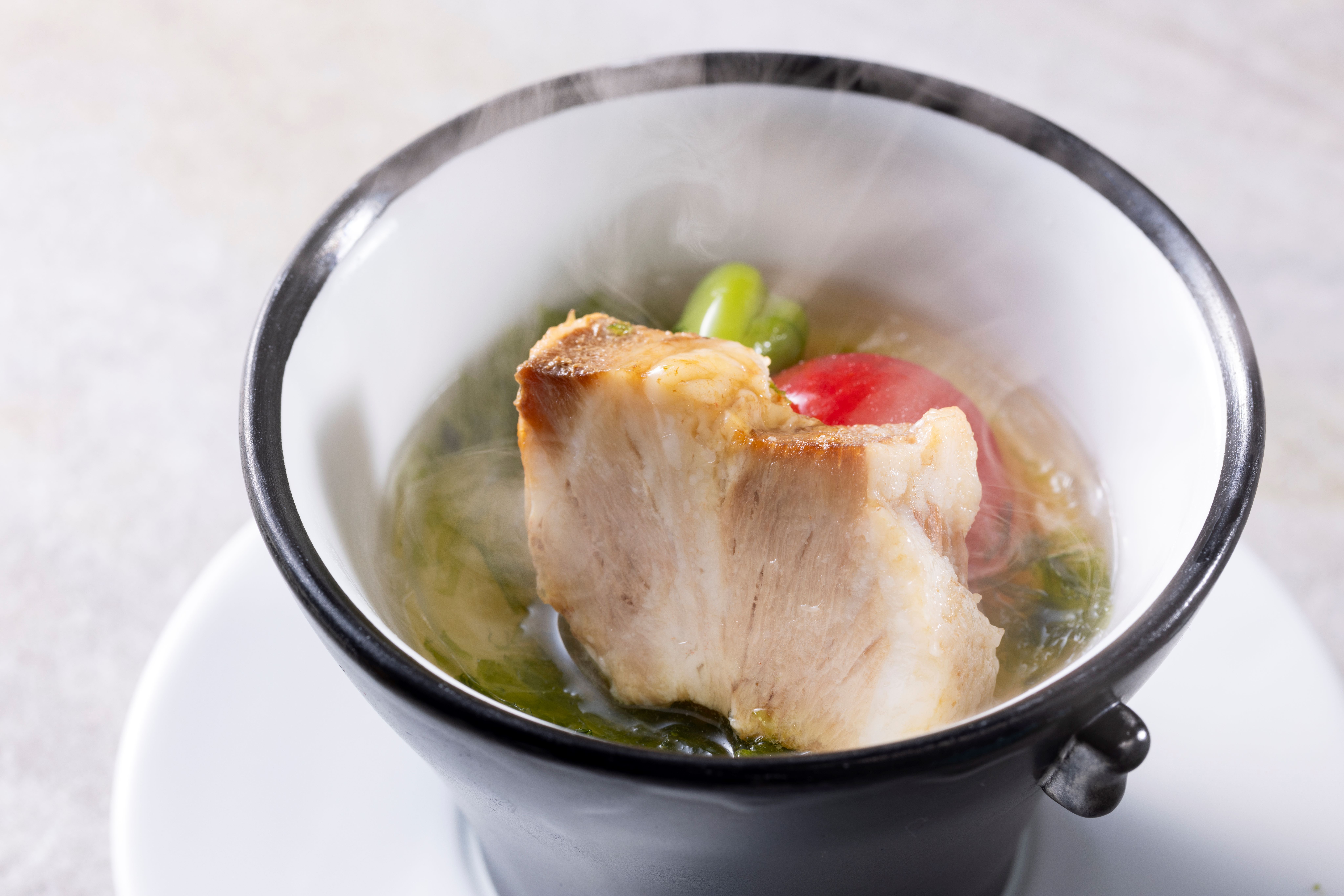 土地の恵み会席2026春【温物】オリーブ豚あおさ茶碗蒸し