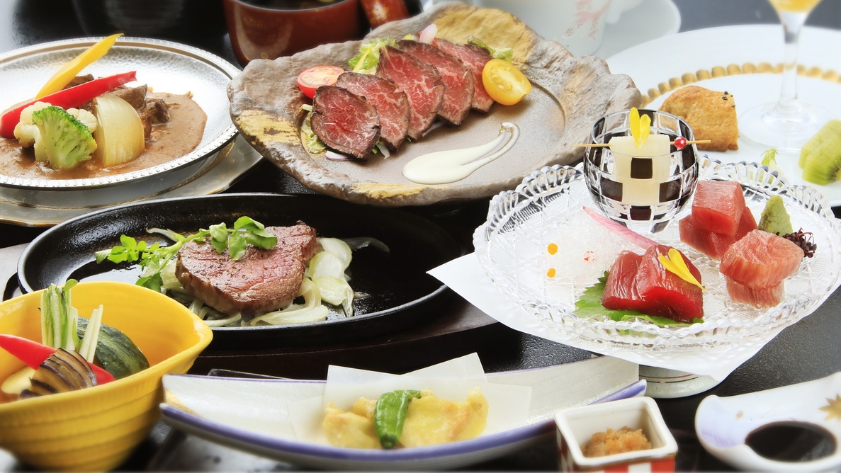 【楽天トラベルサマーSALE】＜饗宴コース＞当館一押し！料理長厳選和牛＆本鮪のグルメコースがお得