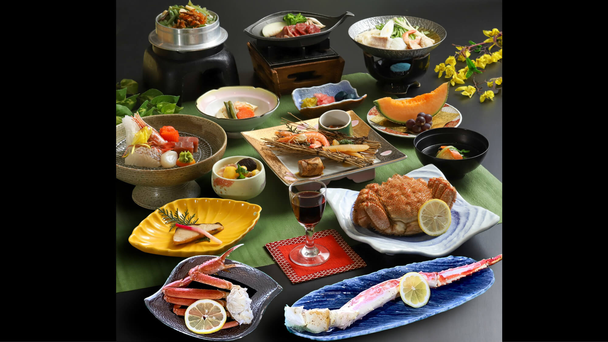 極会席☆ズワイ半片240g・タラバ足1本200g・毛蟹1杯400gの三大蟹（レストラン）【夕朝食付】