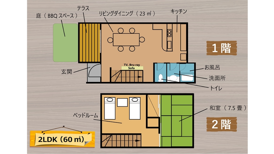 ２LDKメゾネット/間取り