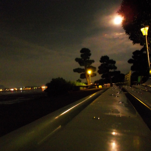 遊歩道からの月と宍道湖