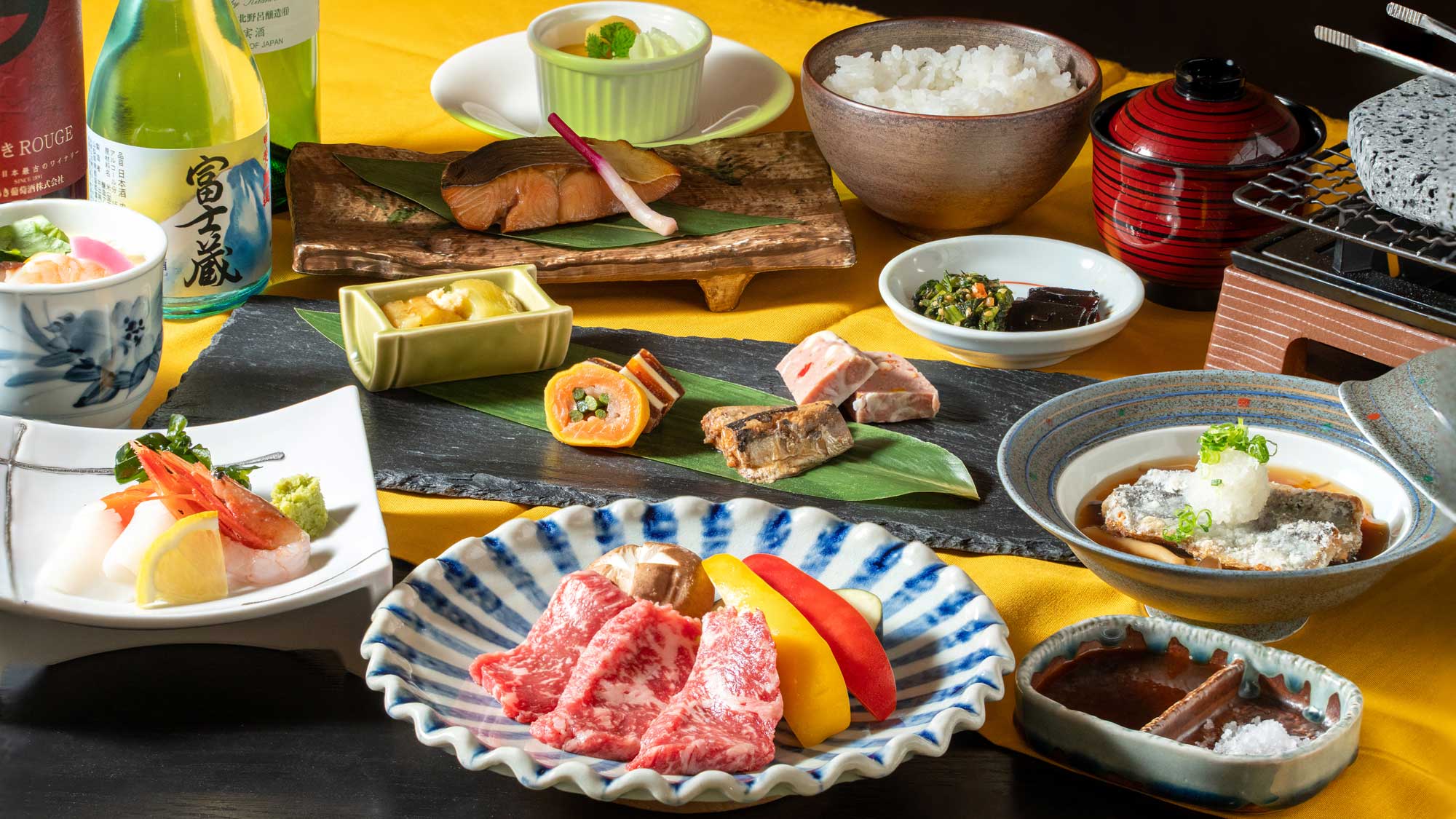 スタンダードコース《富士山　溶岩石焼会席》秋期間：9月～11月