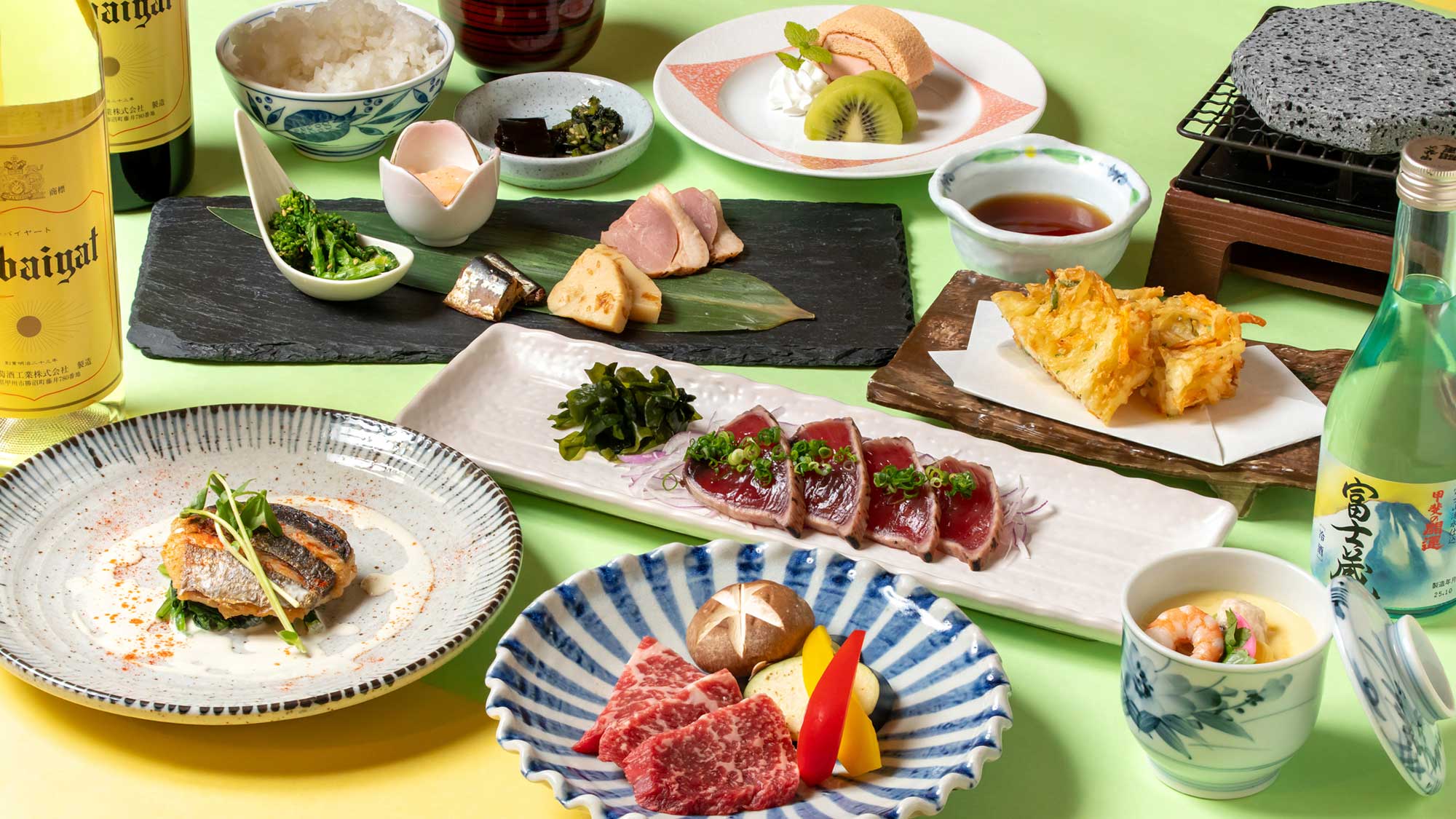 スタンダードコース《富士山　溶岩石焼会席》春期間：3月～5月