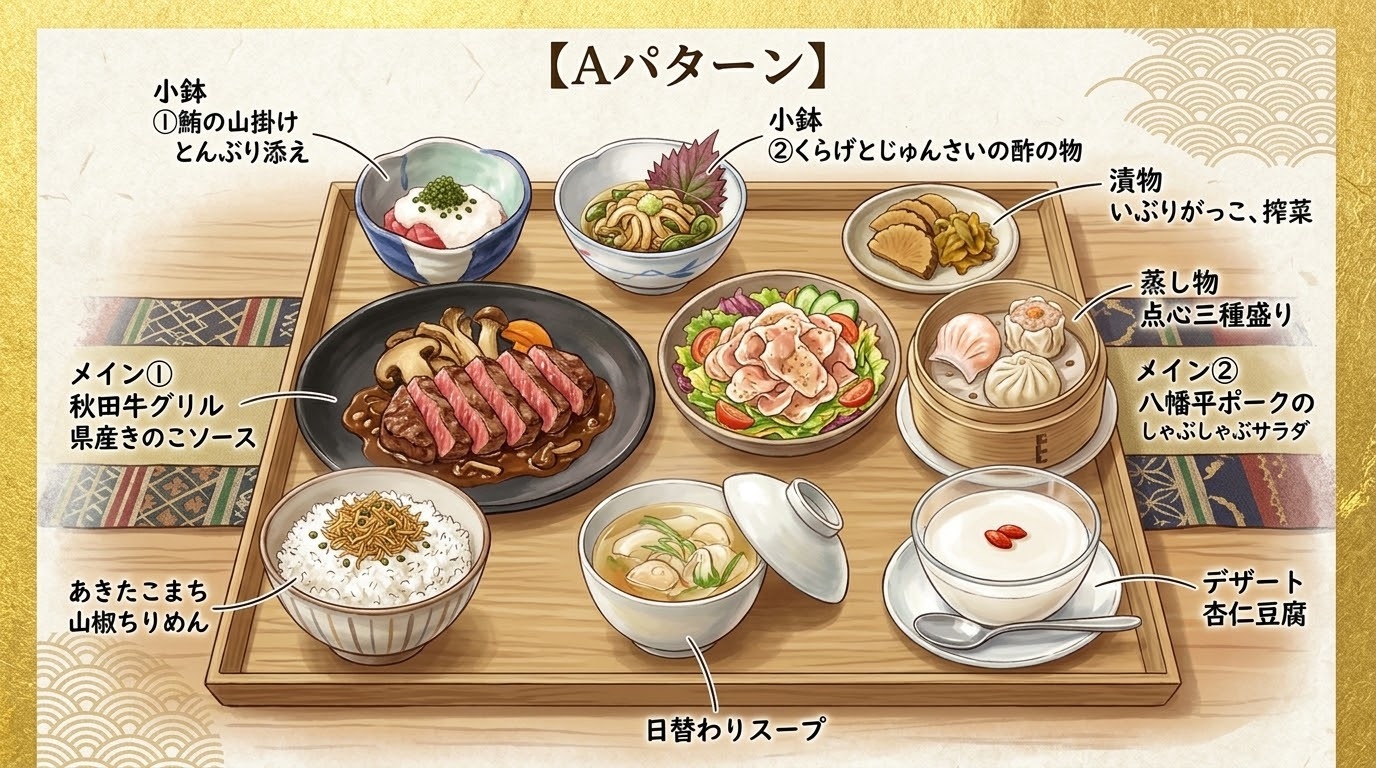 【秋田得旅】県産食材をふんだんに使用した夕食付きの１泊２食付プラン【駐車場無料】