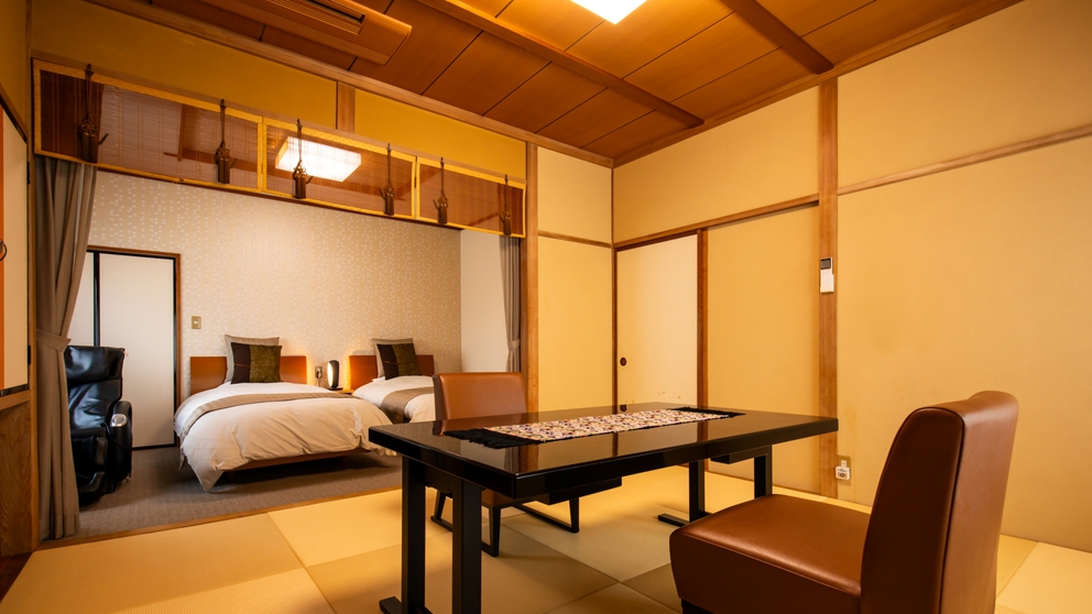 *【部屋一例／特別室こまくさ（2階）】襖による仕切りをなくした和洋室はスムーズに移動できます。