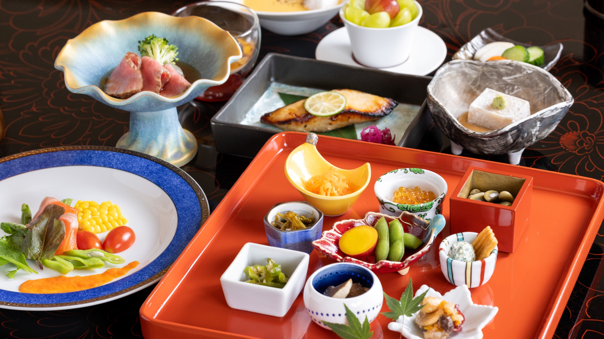 *【夕食一例】旬の食材や信州牛など厳選した素材に、発酵食品も取り入れた新和食をご堪能ください。