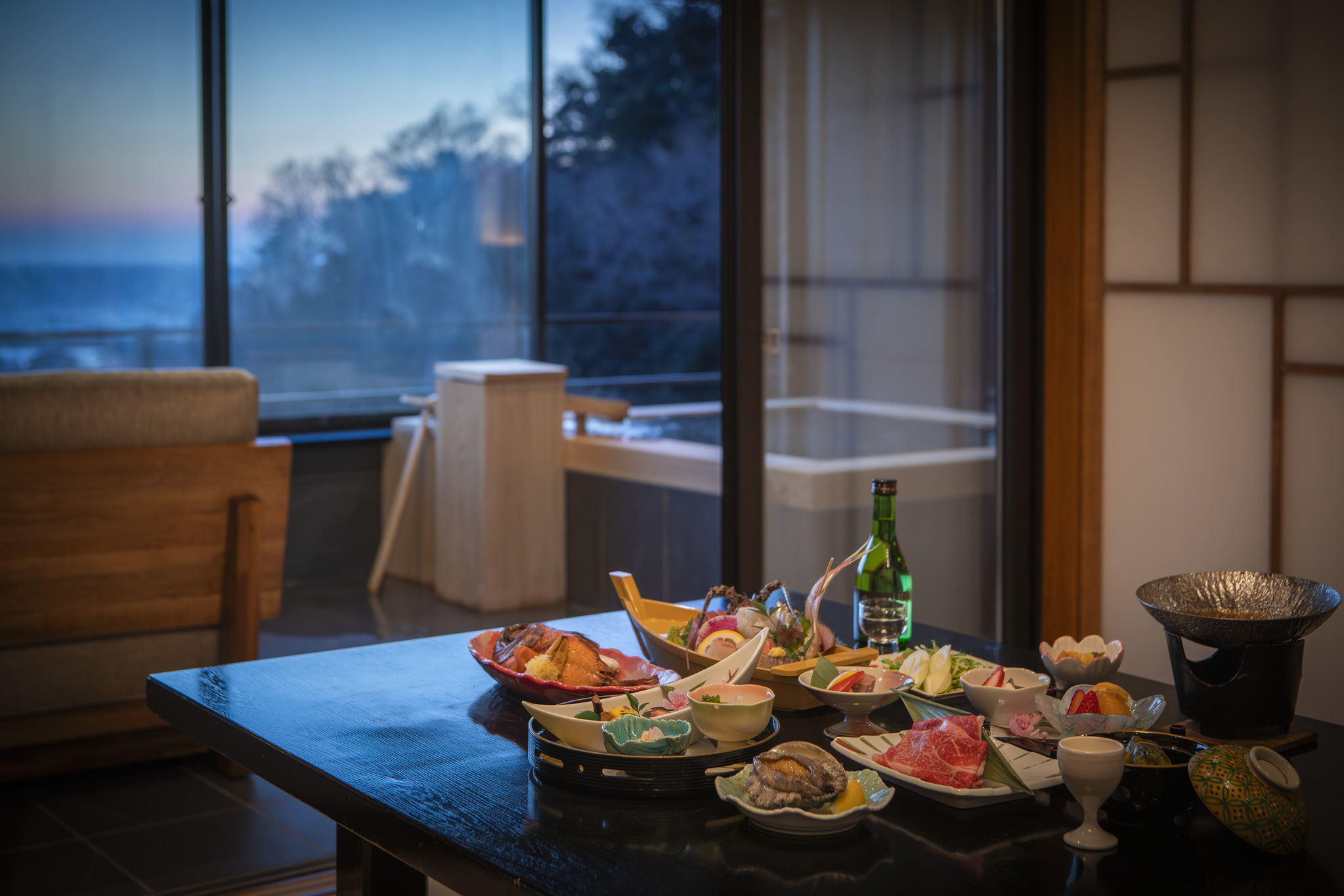 【詩季亭特別室】＜2024年新装＞海望める半露天 ※ツイン