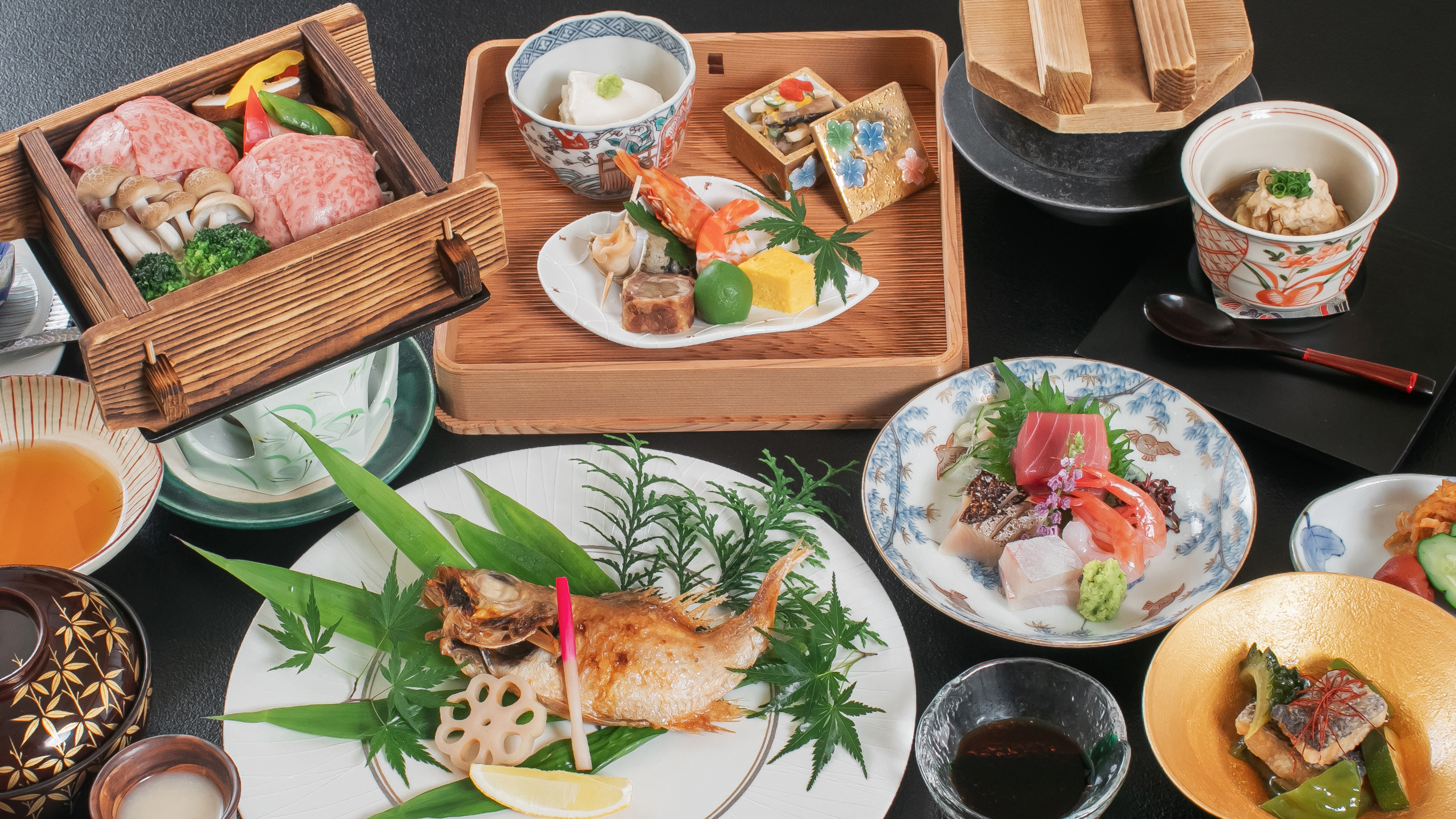 【料理】にいがた和牛源泉蒸し＆のどぐろ塩焼き『美味食彩プラン】