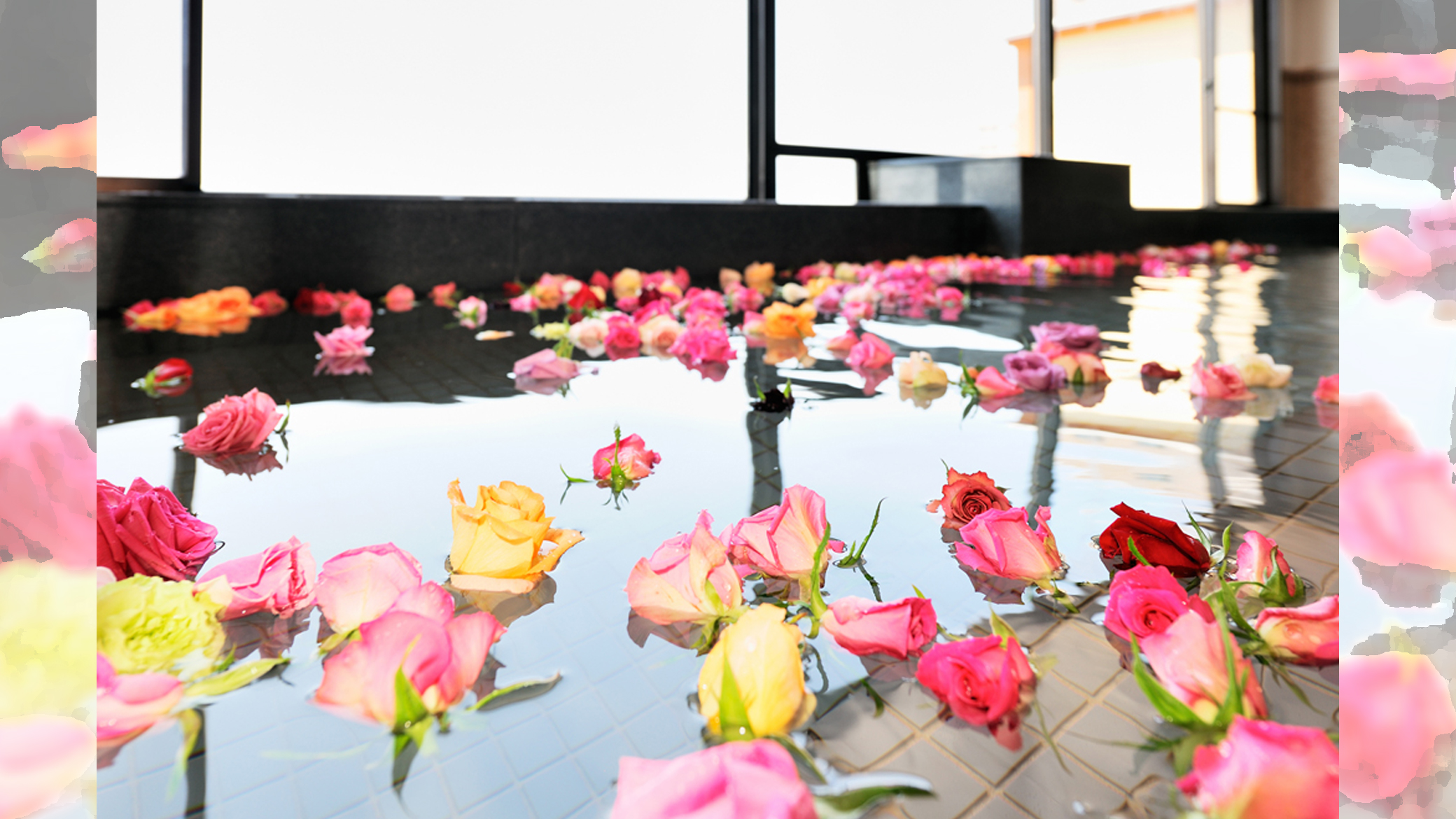 風呂3-3【大浴場　-　バラ風呂（初夏限定、女性の内湯のみ）】