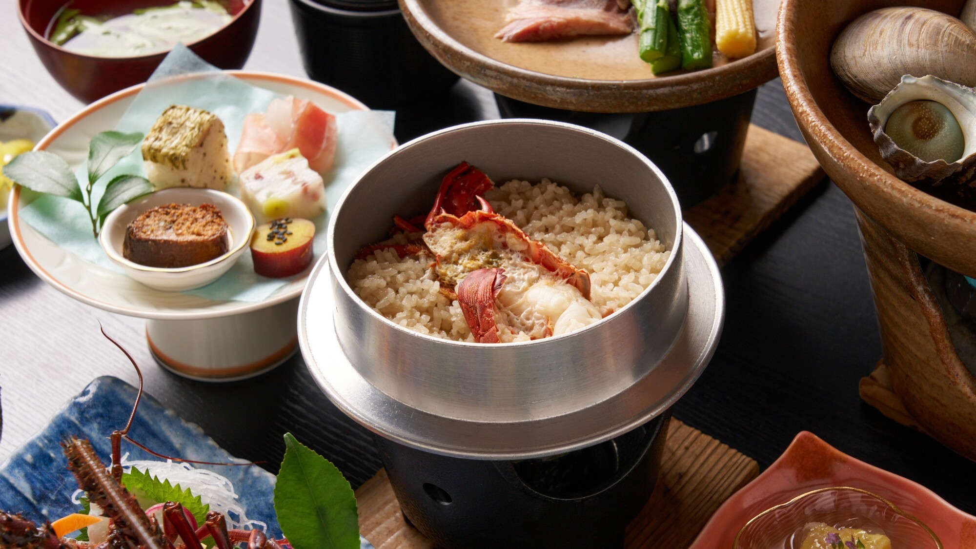 【夕食】伊勢海老釜飯