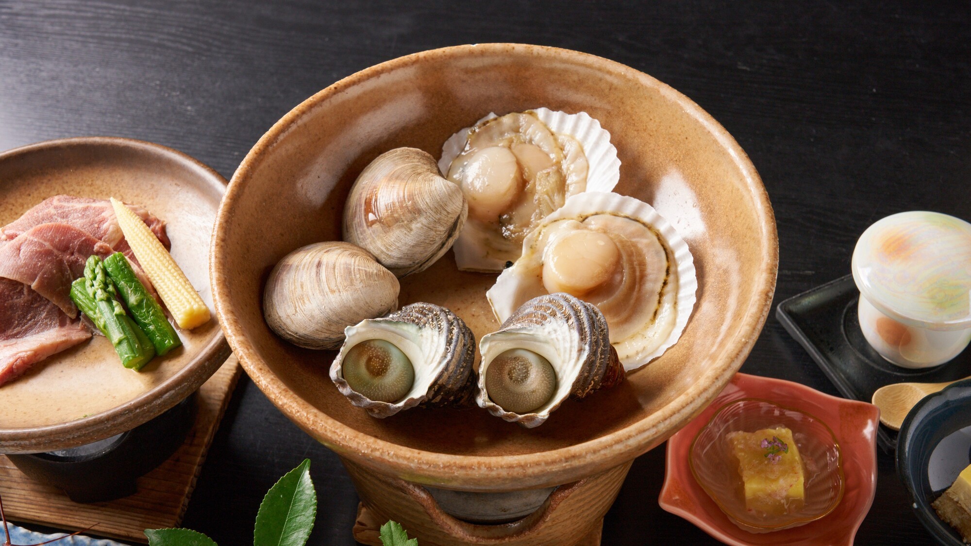 【夕食】貝の方楽焼　3種