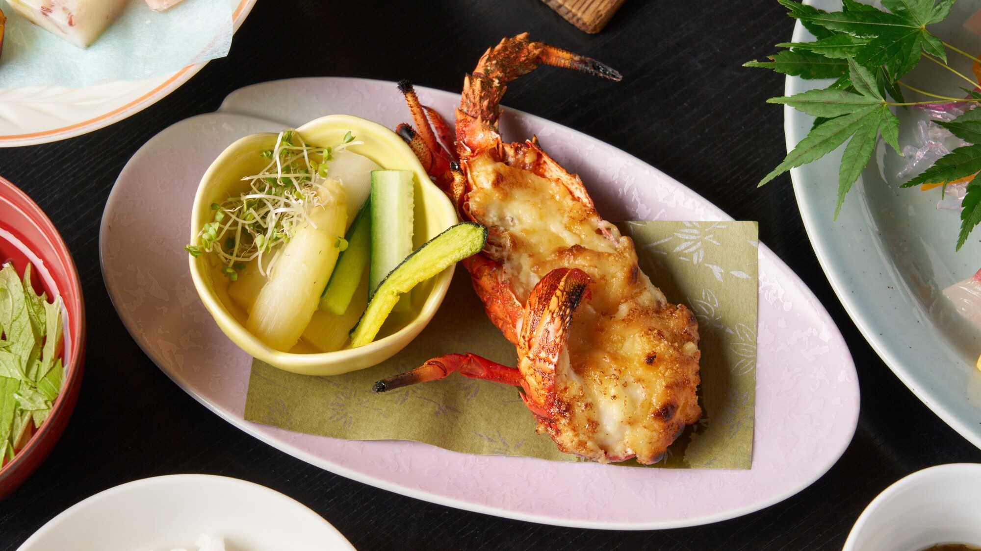 【夕食】イセエビ焼き半身